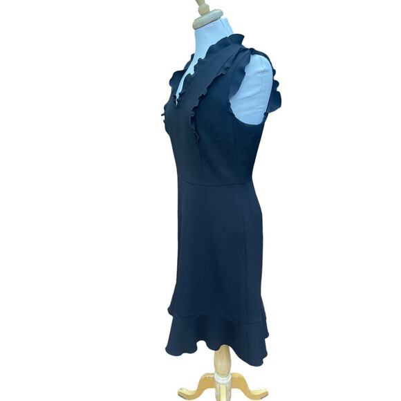 KARL LAGERFELD PARIS Black Ruffle Sleeveless Sheath Dress - Size 8 - Picture 5 of 16